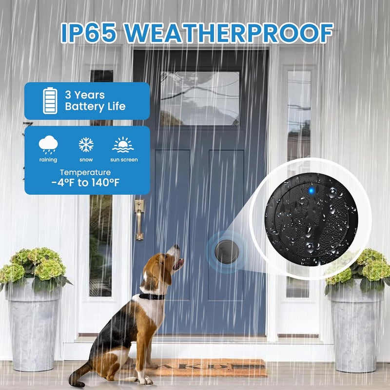 Hathever Store Wireless Dog Doorbell for Potty Training, Doggie Door Bell Operating at 1000 Feet with IP65 Waterproof Touch Button, 32 Melodies & 4 Notification Modes - Image 4